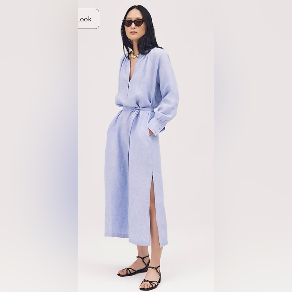 J.Crew Cabana dress in linen in French blue